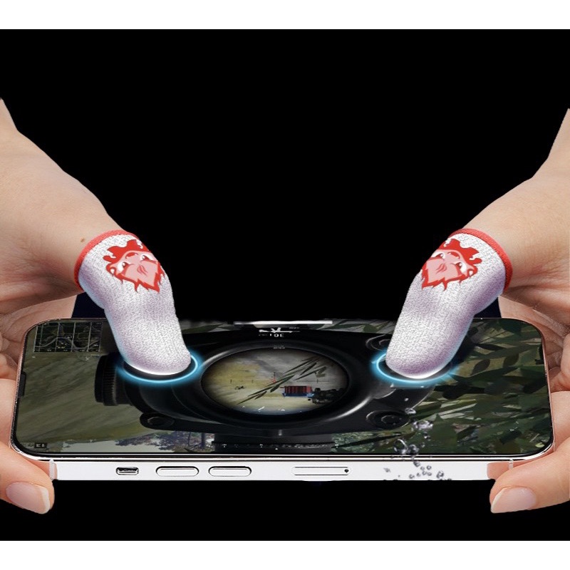 Bao Tay Chơi Game Ghost Fire Bạch Kim Logo Đỏ - Lửa Đỏ phát sáng + Hộp| Găng Tay Chơi Game PUBG, Freefire, chống mồ hôi,
