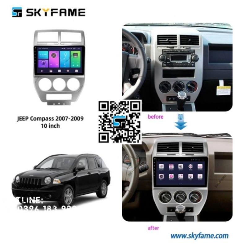 MẶT DƯỠNG LẮP MÀN HÌNH ANDROID CHO XE JEEP COMPASS 2009~2014 KÈM JACK NGUỒN CANBUS