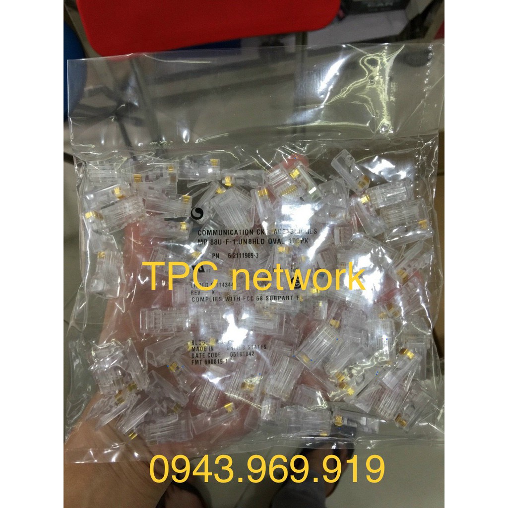 Hạt mạng xuyên thấu RJ45 Cat 5 AMP/commscope hộp 100 hạt