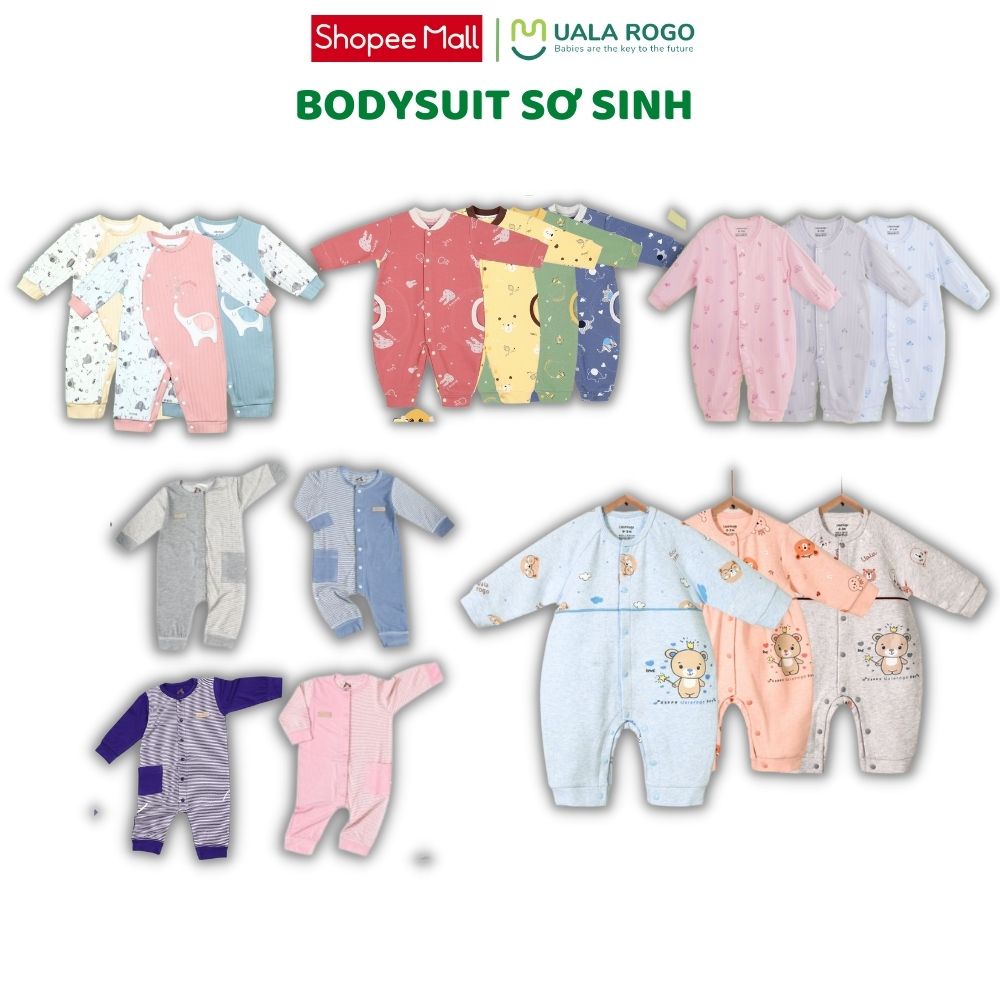 [FULL] - Bộ body dài tay cho bé 0-12 tháng Ualarogo vải peptit/ bamboo/ cotton mềm mại co giãn thoải mái