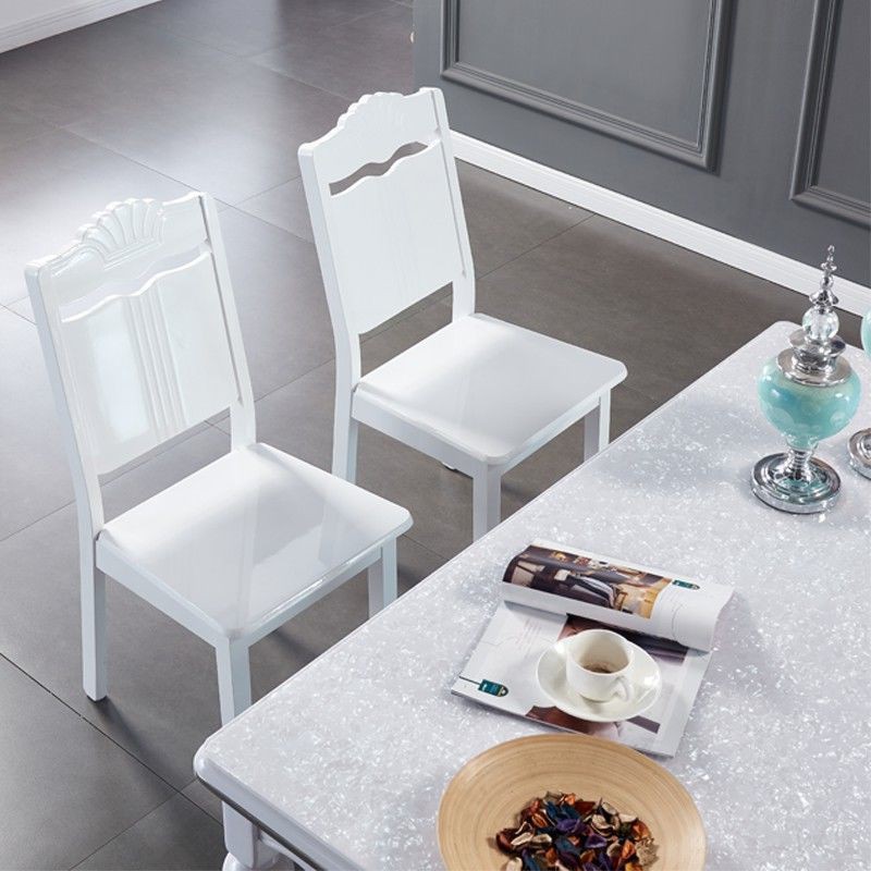 Bộ bàn ghế ăn Bắc Âu kết hợp căn hộ nhỏ nội thất gỗ nguyên khối hiện đại tối giản 4 người 6 mặt kính cường lực hình