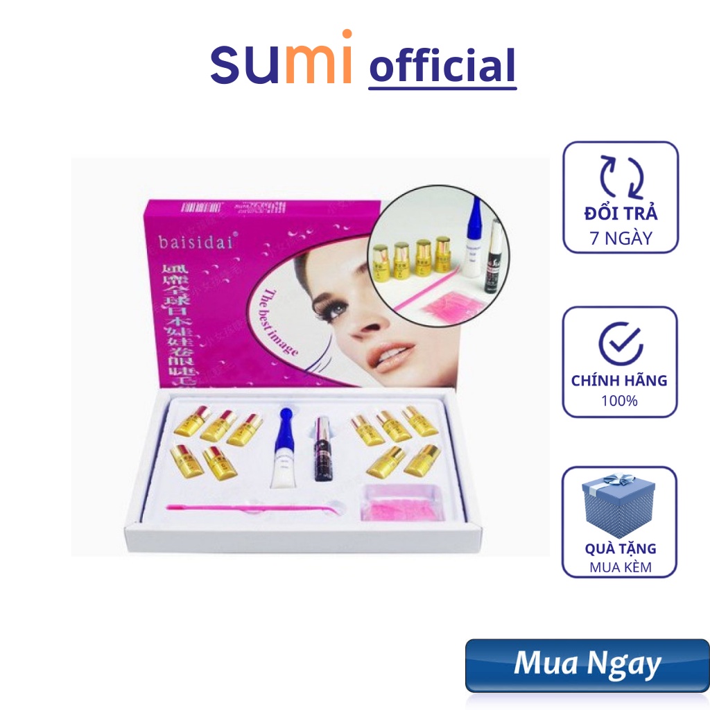 Bộ Thuốc Uốn Mi Phủ Đen Collagen 6D BAISIDAI , Thuốc Uôn Mi GOLD