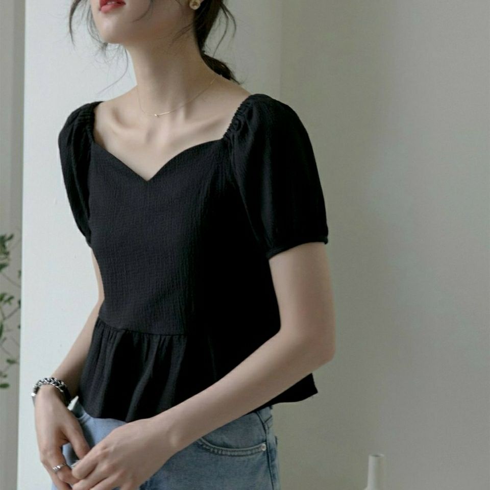 Áo voan BH ngắn tay màu sắc đơn giản thời trang Hàn Quốc cho nữ