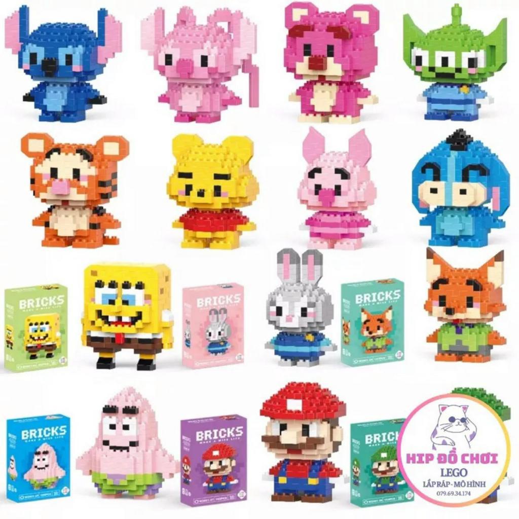 Đồ chơi lắp ráp mô hình mini siêu cute  nhân vật dễ thương disney gấu dâu