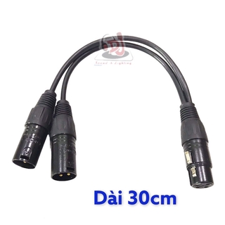 Dây chia tín hiệu rắc xlr cái ra 2 đực, dài 30cm tín hiệu âm thanh