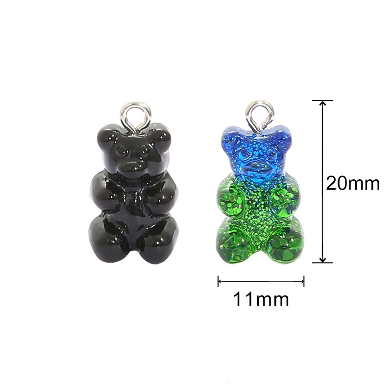 10 Mặt vòng cổ / charm hình gấu kẹo dẻo 2.2x1.1cm dùng làm trang sức thủ công