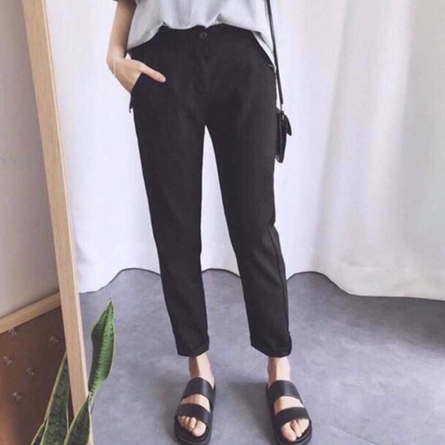 Quần tây baggy đen đơn giản