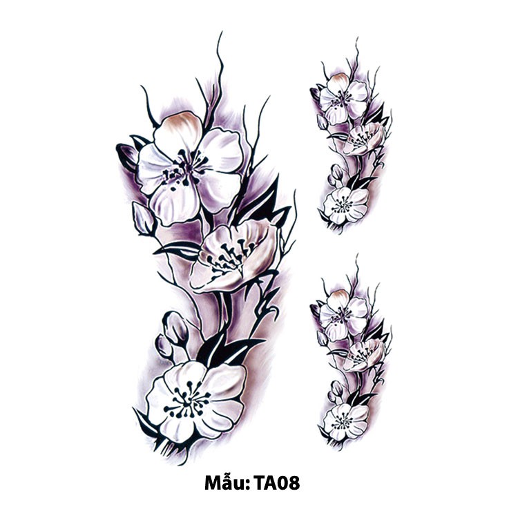 Hình Xăm Dán Tattoo Cao Cấp Hình Hoa Tờ Lớn 12x19cm - Mẫu TA08