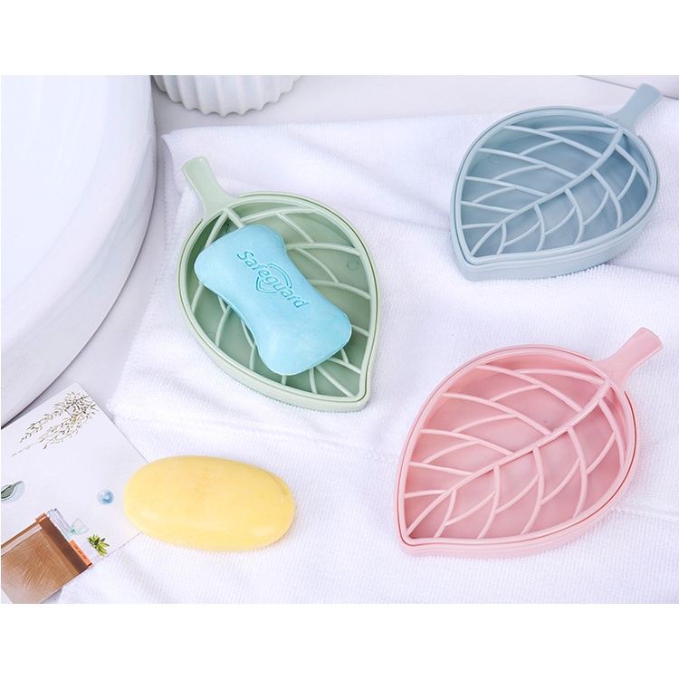 Khay Đựng Xà Phòng Hình Chiếc Lá Hai Tầng Bằng Nhựa