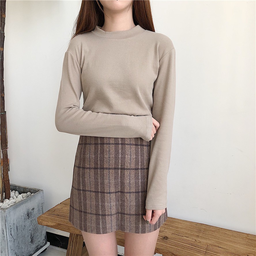 NUZIRO  Áo Thun Dài Tay Cổ Tròn Nhiều Màu Thiết Kế Đơn Giản Cho Nữ