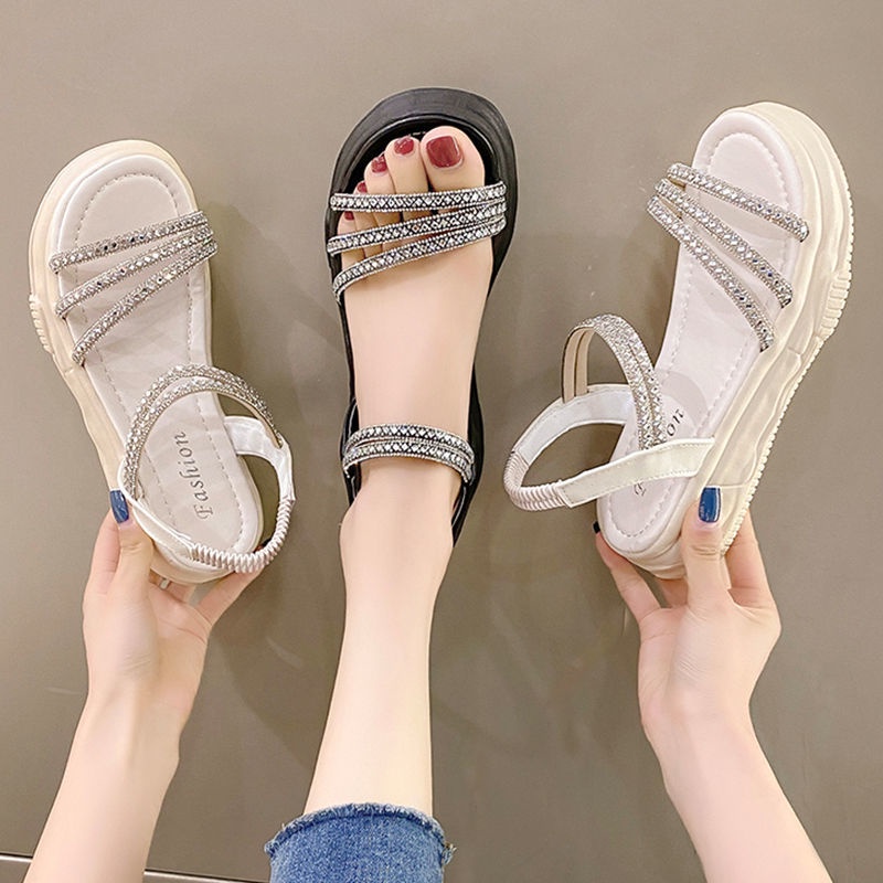 Giày Sandal Đính Đá Lấp Lánh Thời Trang Mùa Hè Mới 2022 Cho Nữ