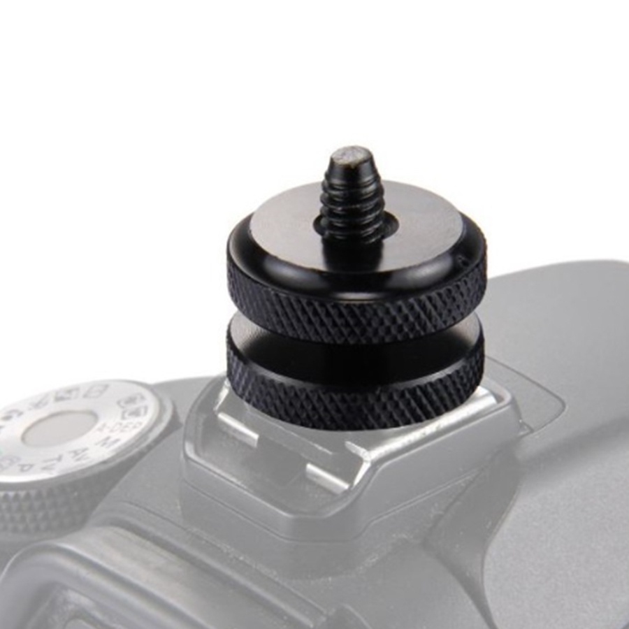 Ngàm Đế chuyển Hot Shoe máy ảnh ra 1/4 inch mẫu 2 khóa chốt vặn - Bằng kim loại phay CNC chuẩn HL921