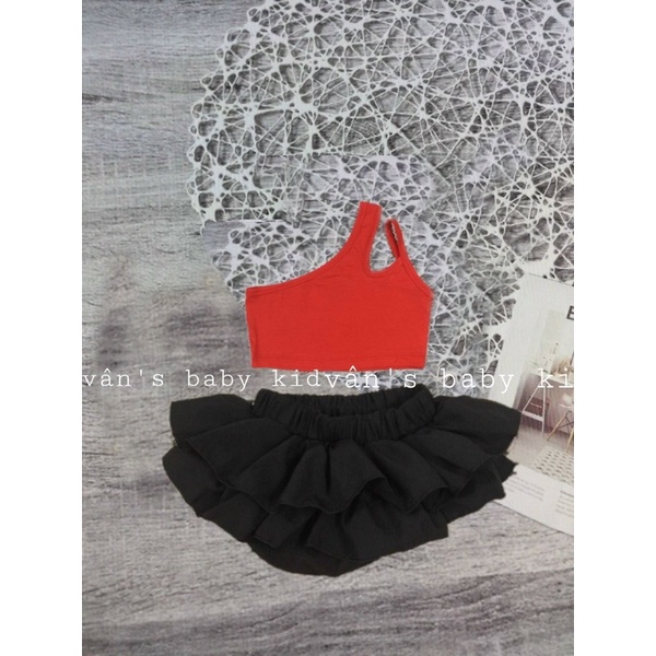 set bộ dễ thương cho bé gái ( áo croptop + quần nhúng bèo)