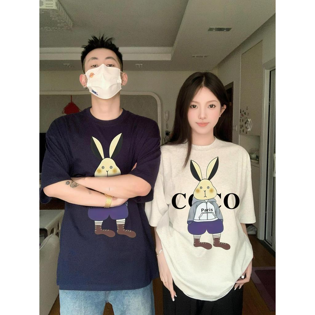 ihkke Áo Thun 100% cotton Tay Ngắn In Hình Thỏ Nhiều Màu Sắc Unisex