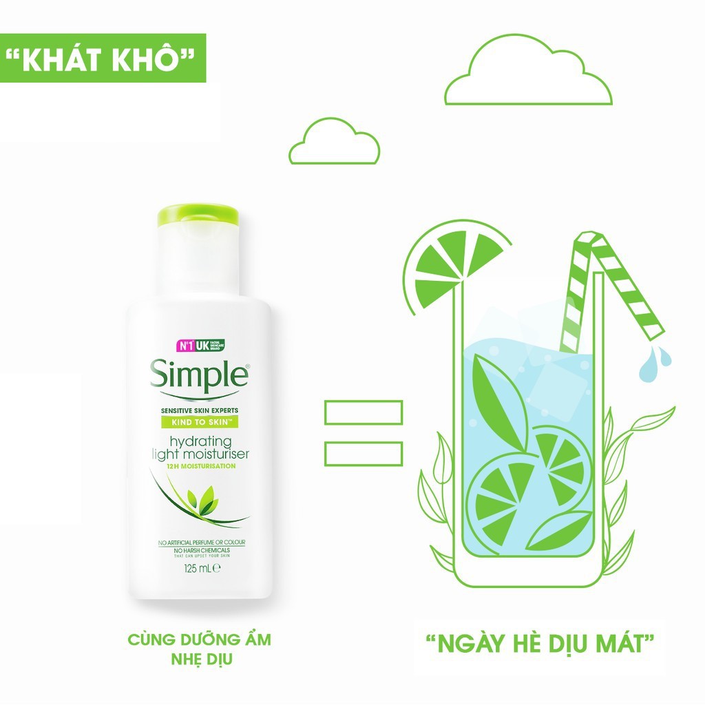 Kem Dưỡng Ẩm Simple Hydrating Light Moisturiser 125ml - Skinfa.