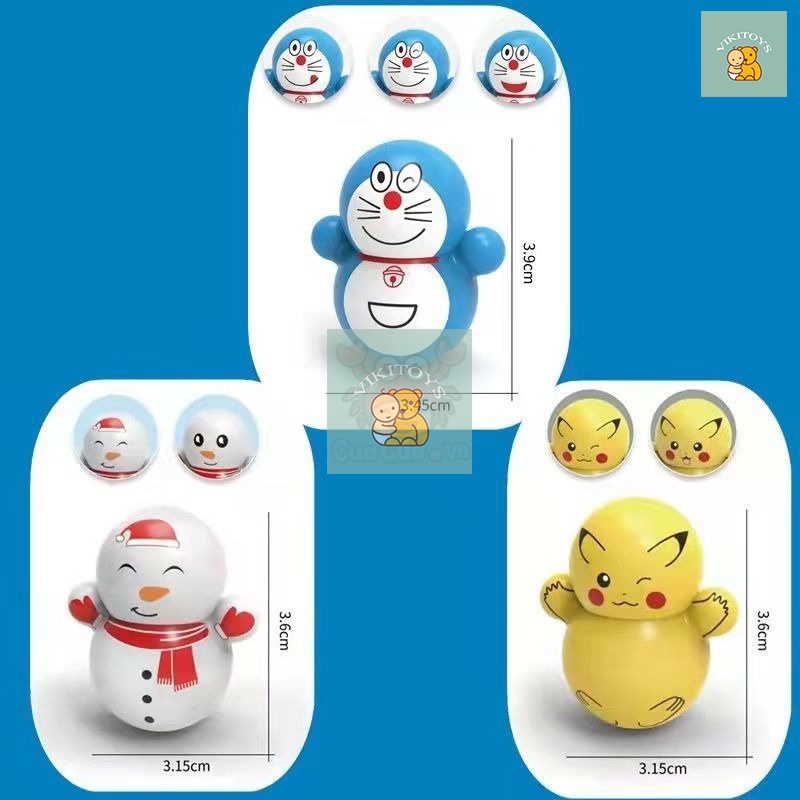 Combo 5 Lật Đật Mini Squid Game Doraemon Doremon Ông Già Noel Người Tuyết Pikachu Phi Hành Gia Dễ Thương Cho Bé Trai Gái