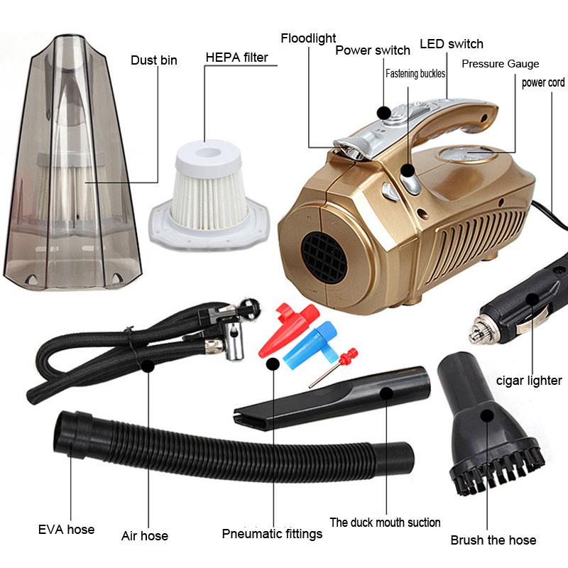 MÁY HÚT BỤI KÈM BƠM HƠI ÔTÔ, XE MÁY,XE ĐẠP (HÚT BỤI,BƠM LỐP,ĐO ÁP SUẤT,ĐÈN PIN) | BigBuy360 - bigbuy360.vn