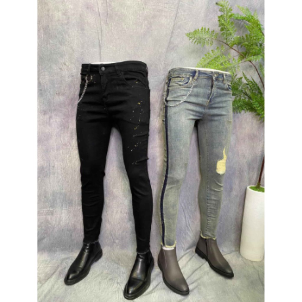 [Mã FATREND5 giảm đến 30k đơn 99k] Quần jean nam đen rách cao cấp DSQ chất bò vải dày đẹp co giãn AHFASHION | BigBuy360 - bigbuy360.vn