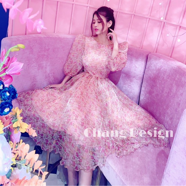 Váy Thiết kế Voan xoè tay bồng . Hàng Thiết Kế 100% giống ảnh