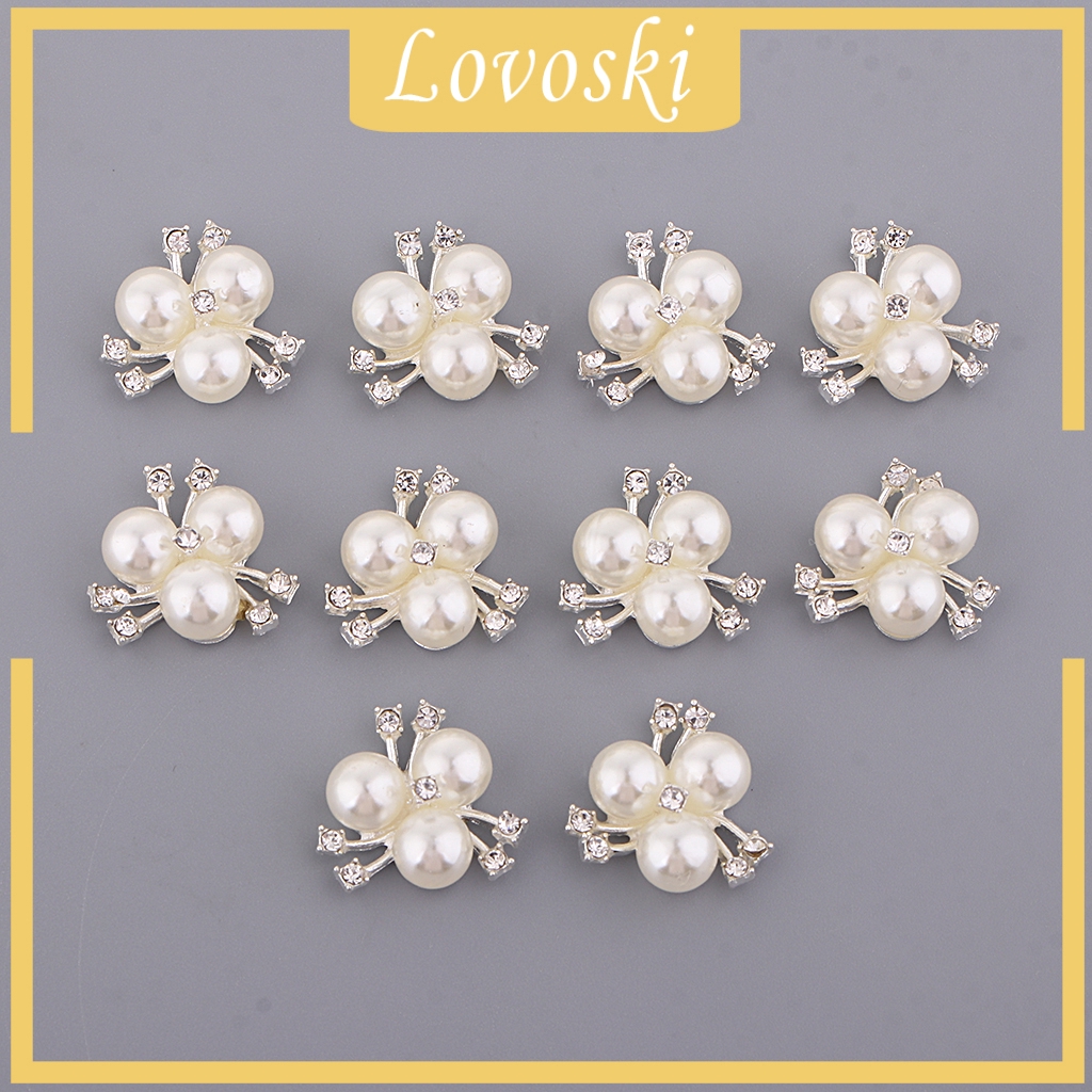 Bộ 10 Nút Hợp Kim Đính Đá Và Ngọc Trai Dùng Làm Đồ Thủ Công DIY