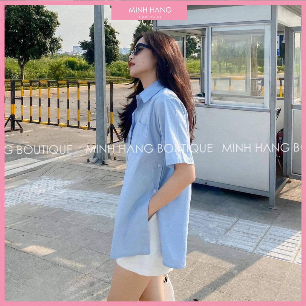 Sơ mi thô trơn Basic , sẻ tà ( Ảnh Thật )