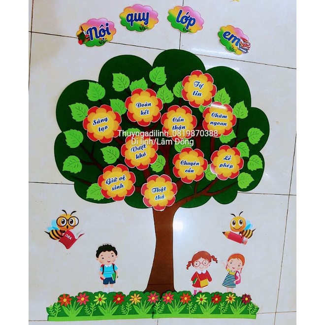 Cây nội quy lớp em vải nỉ cao 90cm tiểu học
