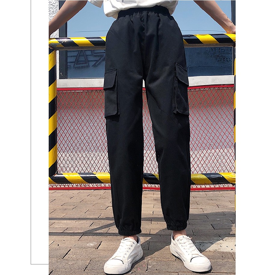 Quần dài thể thao lưng cao ống rộng phong cách Hàn Quốc cho nữ | BigBuy360 - bigbuy360.vn