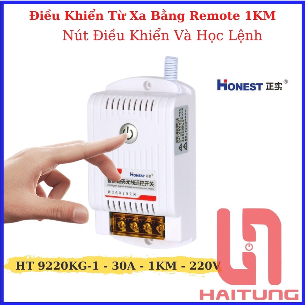 Điều Khiển Từ Xa Bằng Remote 1KM, 30A, Nguồn 220V, Remote Honest HT9220KG-1, thiết bị điện Hai Tùng