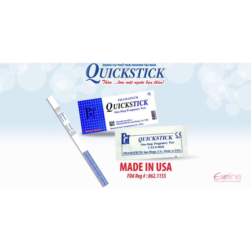 [HOẢ TỐC HCM]Que thử thai nhanh Quickstick (1 cái/hộp) HÀNG MỸ CAM KẾT CHÍNH HÃNG 1 ĐỔI 1