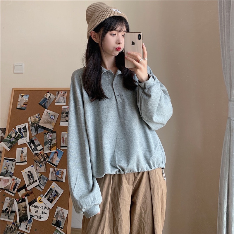 Áo thun polo mỏng dáng rộng phong cách Hàn Quốc cho nữ | BigBuy360 - bigbuy360.vn