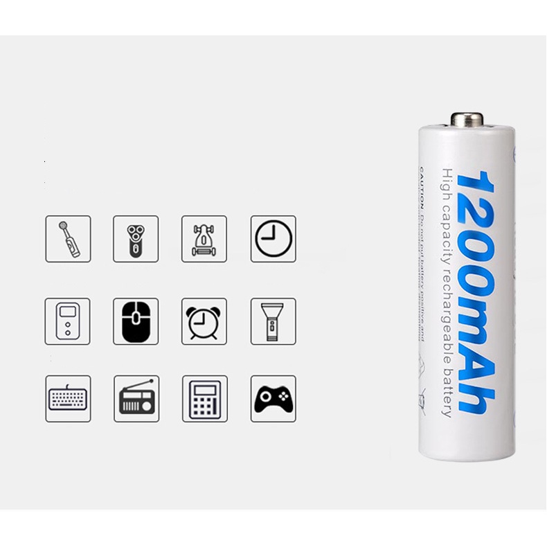 Combo 4 Viên Pin AA, Pin Sạc 1.2V AA 1200mAh Siêu Bền Dùng Cho Đèn Pin, Đồ Chơi, Mic Karaoke, Đồng Hồ, Đồ Gia Dụng
