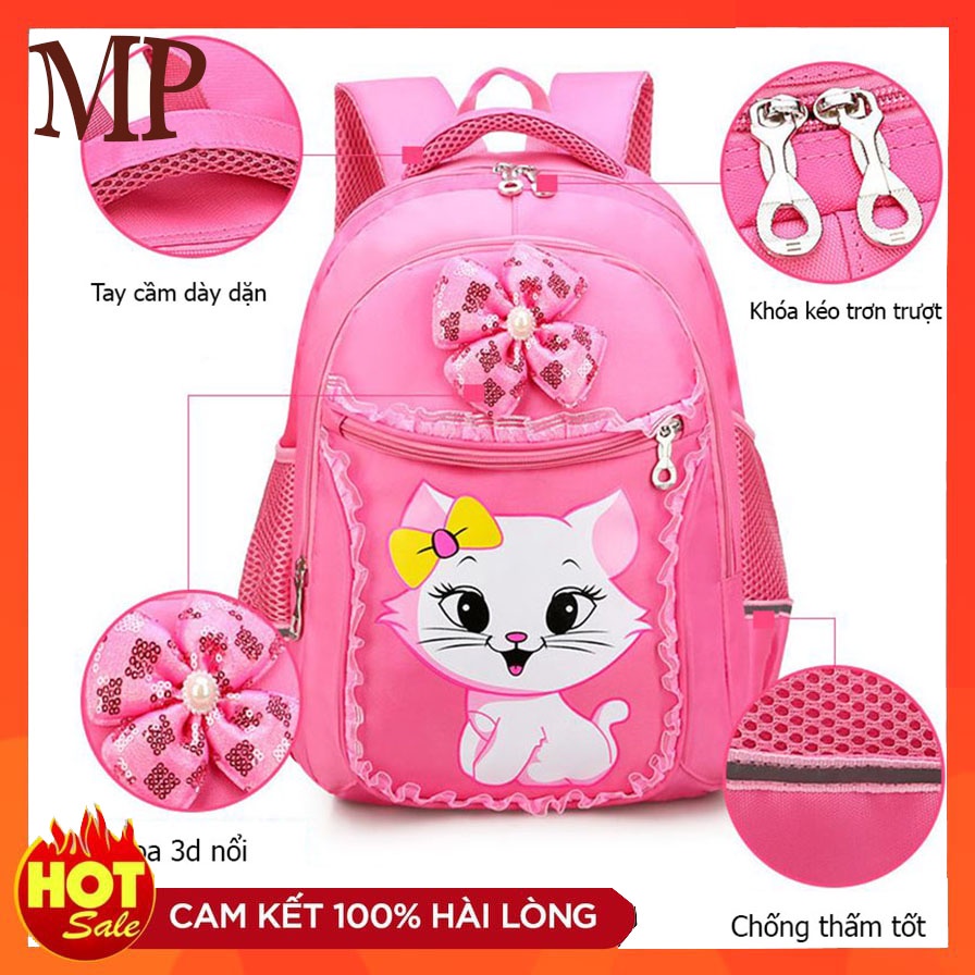 [ Mèo kitty -2 size] Balo đi học mầu hồng mèo hello kitty đáng yêu dành cho bé gái cấp 1, cấp 2 tiểu học