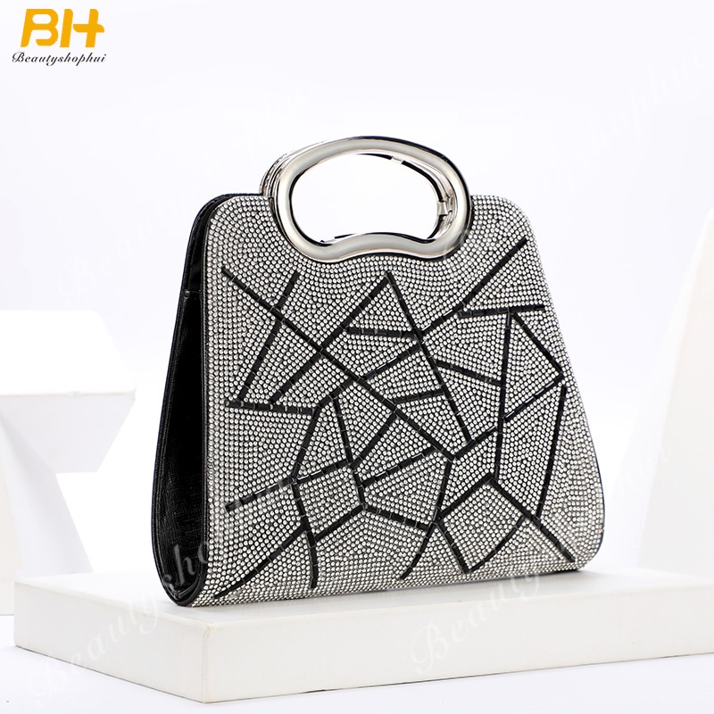 Túi Xách Da PU Đính Đá Lấp Lánh Phong Cách Âu Mỹ Cho Nữ