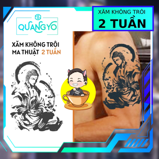 Hình xăm không trôi hình Đức Phật thiền toạ, hoạ tiết thư pháp, Hình xăm ma thuật, Xăm giống Inkaholic