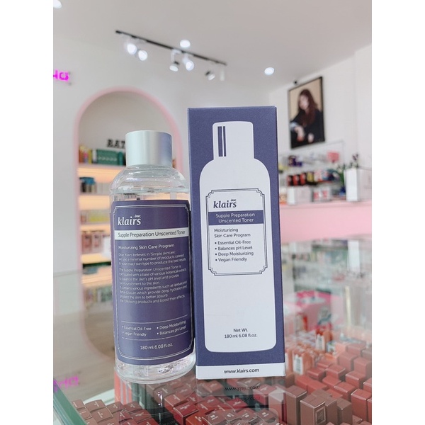 Nước hoa hồng không mùi dưỡng ẩm da và làm mềm da Klairs Supple Preparation Unscented 180ml