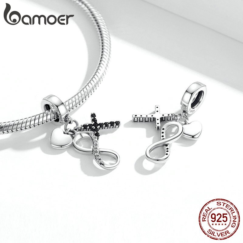 BAMOER Mặt Dây Chuyền Bạc 925 3mm Biểu Tượng Vô Cực SCC1713