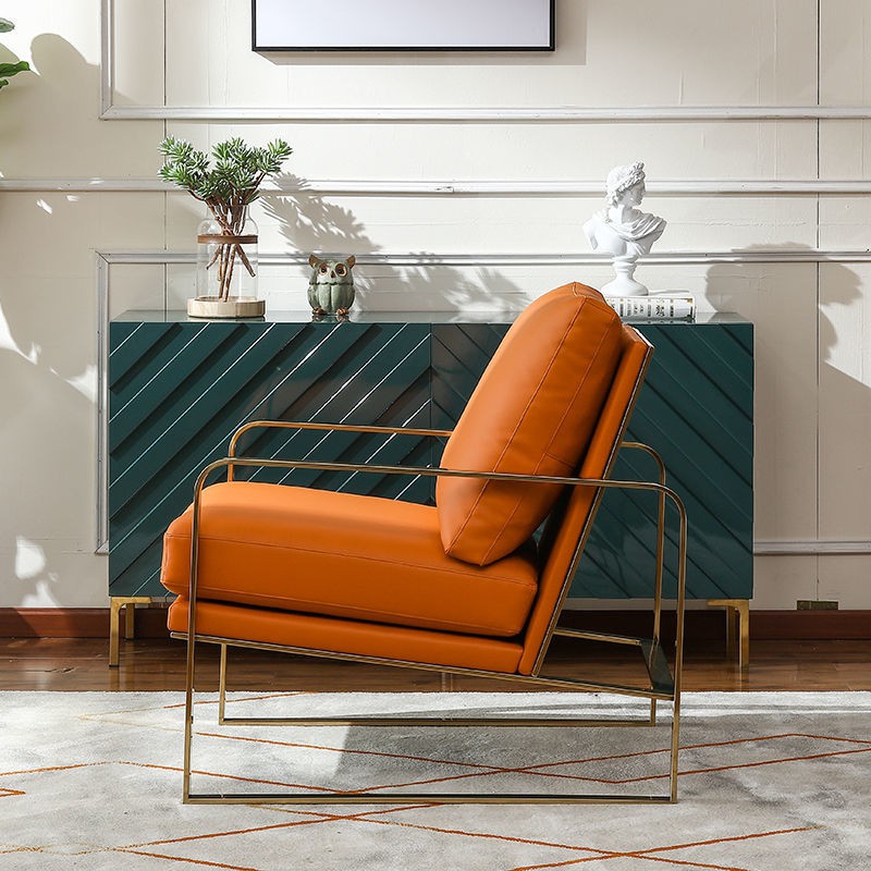 Nordic light sang trọng da nghệ thuật sáng tạo ghế sofa đơn giản và phong cách phòng khách ban công