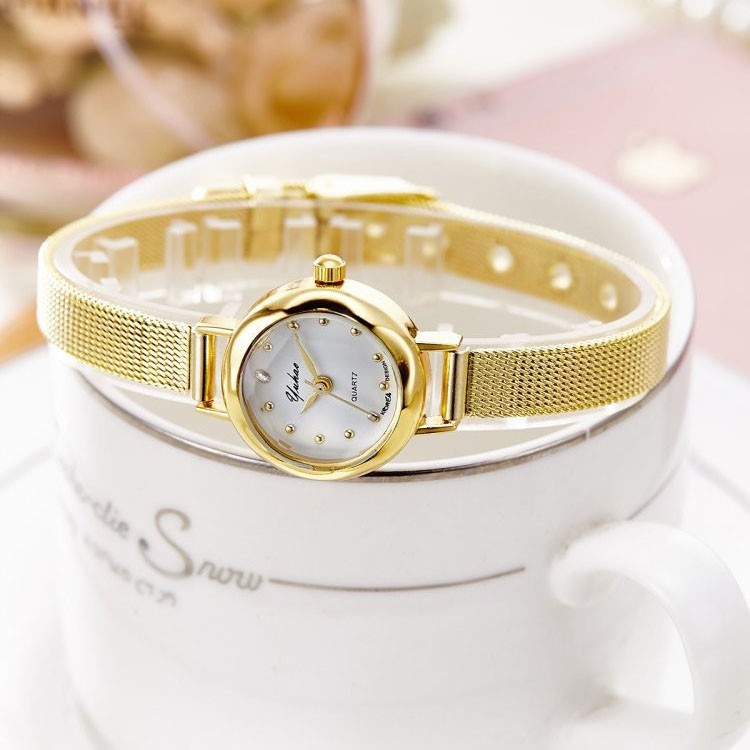 Đồng hồ nữ YUHAO YH01 mặt tròn kính 3D dây thép lụa sành điệu | BigBuy360 - bigbuy360.vn