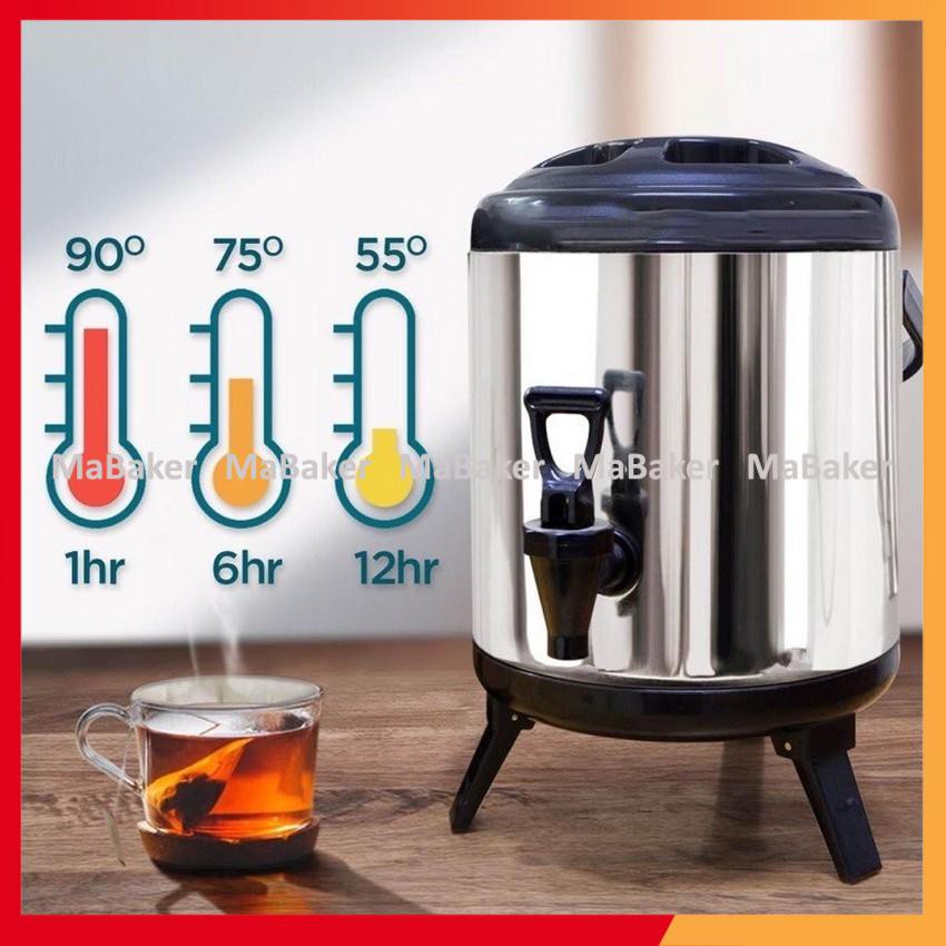 Bình giữ nhiệt, bình ủ trà sữa 6L, 8L, 10L, 12L chất liệu inox cao cấp, siêu bền, sang trọng - MaBaker