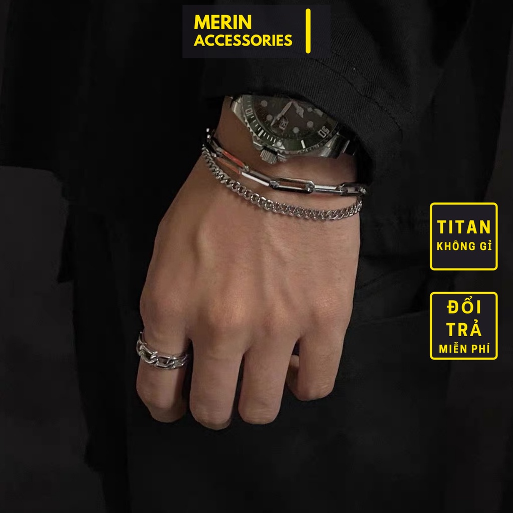 Vòng Tay Và Nhẫn Kamenra Unisex Dành Cho Nam Nữ Thời Trang Merin Accessories Màu Vàng Bạc Chất Liệu Inox Không Gỉ