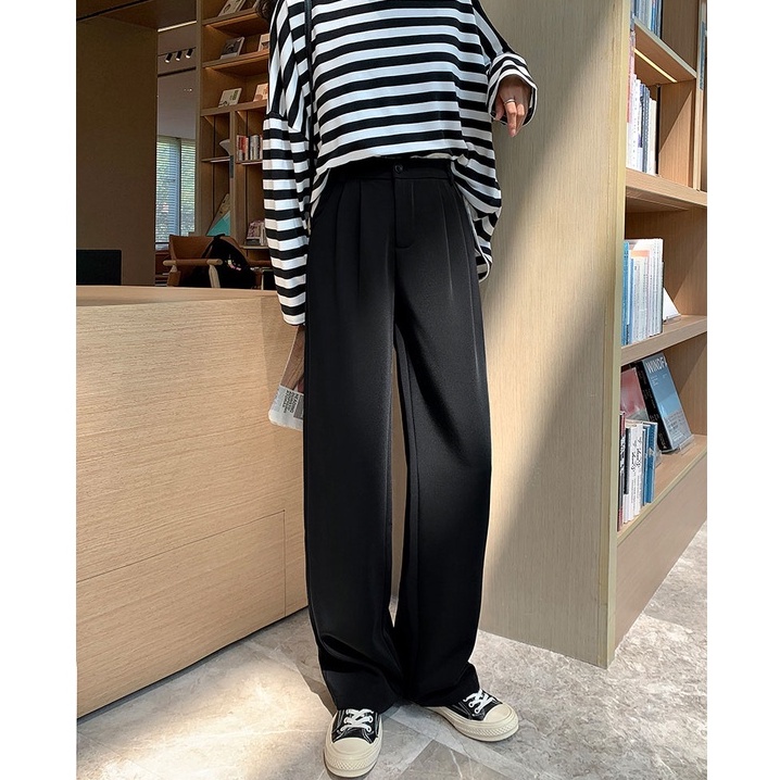 Porozi  Quần Dài Ống Rộng Lưng Cao Phong Cách Hàn Quốc Thời Trang Cho Nữ