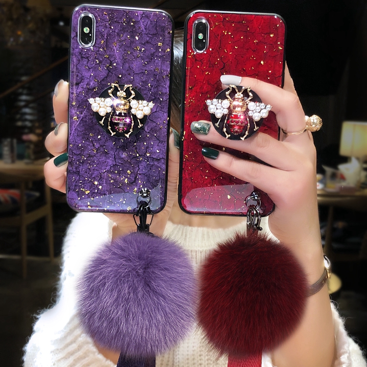Ốp điện thoại trang trí hình ong và cục lông sành điệu cho OPPO F11 Pro F9 A7 A5s A3s A37 Neo9 A57 A39 F1s F7 F5 A83