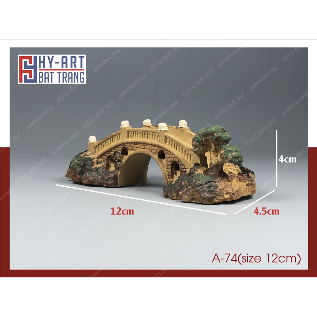 Tiểu cảnh hồ cá, trang trí bể cá cảnh,cây cầu gốm mini trang trí hòn non bộ chậu cây bonsai