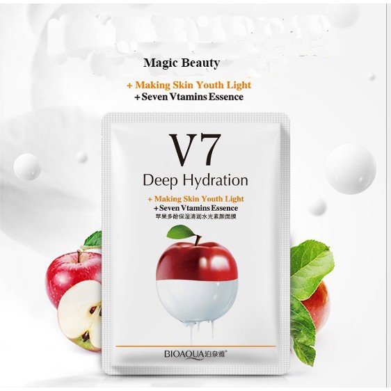 Mặt nạ giấy V7 Toning Youth Mask Bioaqua trái cây dưỡng da mụn cấp ẩm thải độc