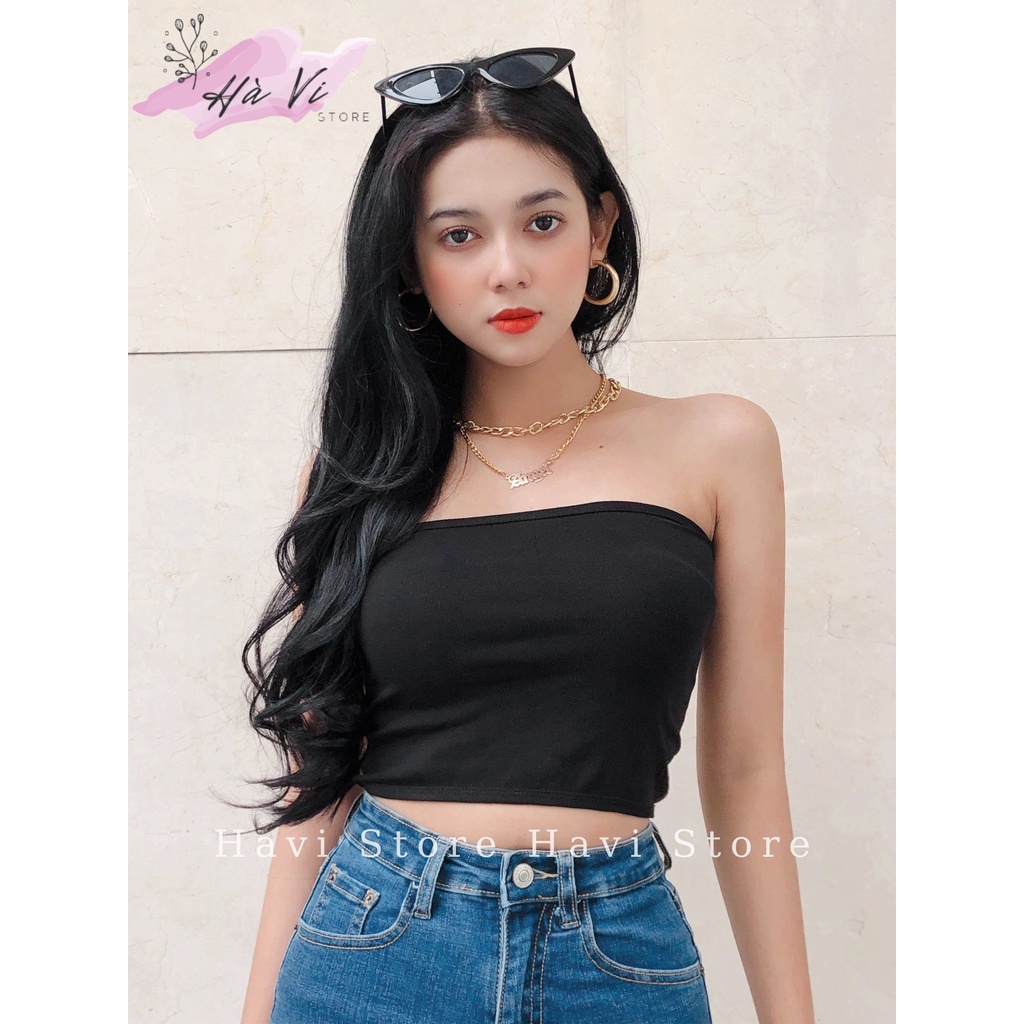Áo quây ngực không đệm thun trơn croptop nữ dáng ôm màu trơn không dây