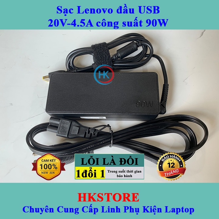 Sạc Laptop Lenovo 20V - 4.5A 90W chân vuông - USB dùng cho Lenovo T440 E531 X240 X230 G500 T540 G400 G500