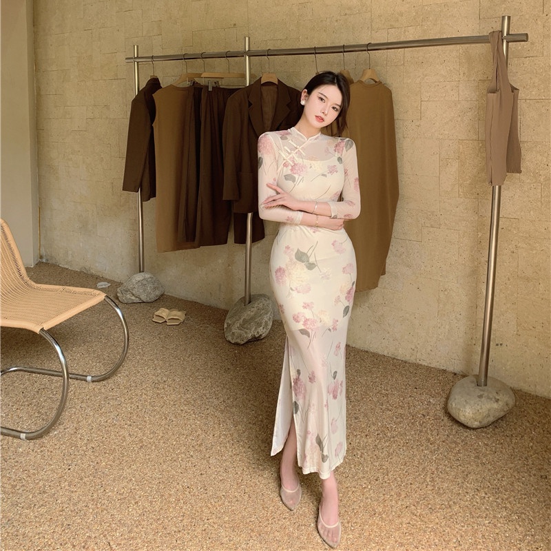 Đầm Maxi Phối Lưới In Hoa Thời Trang Mùa Hè Dễ Phối Đồ Cho Nữ