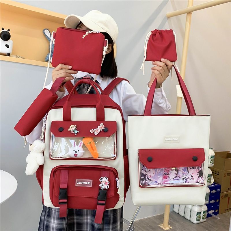 Balo set 5 món, balo chống thấm thời trang đi học đi chơi (không kèm móc thú)