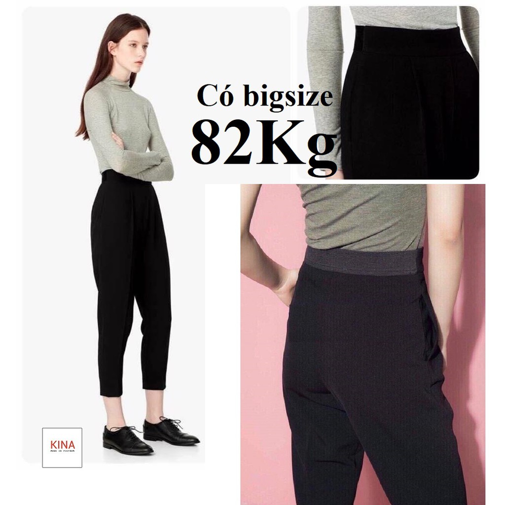 QUẦN TÂY BAGGY LƯNG THUN PHÍA SAU, KHÓA BÊN SƯỜN, màu đen có Bigsize 82Kg cho người béo