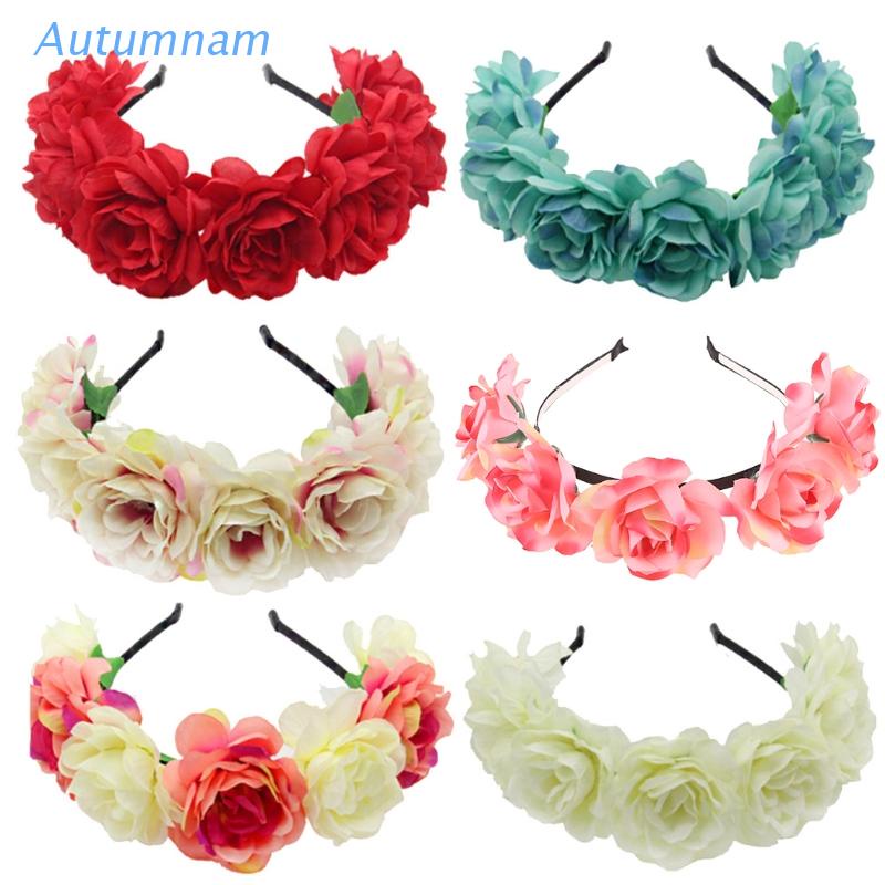 Vòng hoa giả nhiều màu sắc phong cách Bohemian thời trang cho nữ